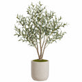 Arbre artificiel olivier 180 cm feuillage synthétique vert en pot décoratif style naturel