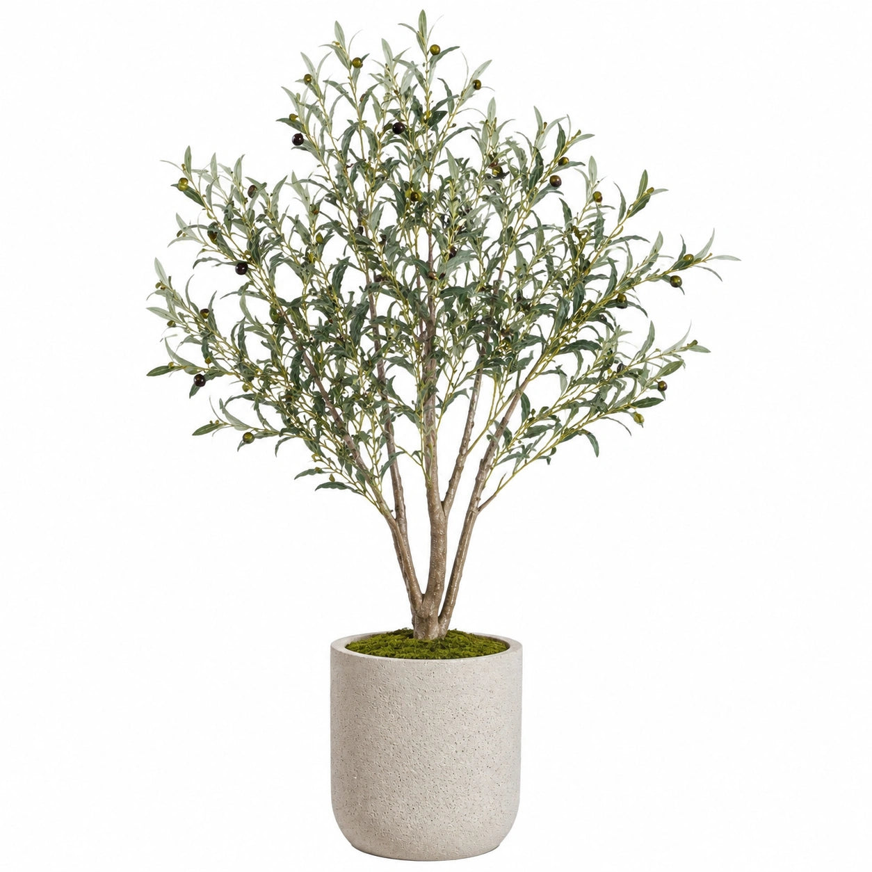 Arbre artificiel olivier 180 cm feuillage synthétique vert en pot décoratif style naturel