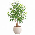 Plante artificielle ficus 180 cm feuillage synthétique vert avec pot beige pour intérieur
