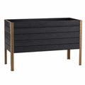 Bac potager surélevé 120 x 60 x 80 cm en bois noir et métal brun pour jardin