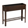 Jardinière surélevée 100 x 40 x 80 cm en acier marron avec étagère de rangement