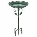 Bain d'oiseaux sur pied diamètre 45 cm en métal vert style végétal pour jardin