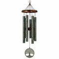 Carillon éolien 90 cm en métal et bois vert patiné marron décoratif suspendu