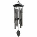 Carillon éolien 90 cm en métal noir et argenté suspendu décoratif