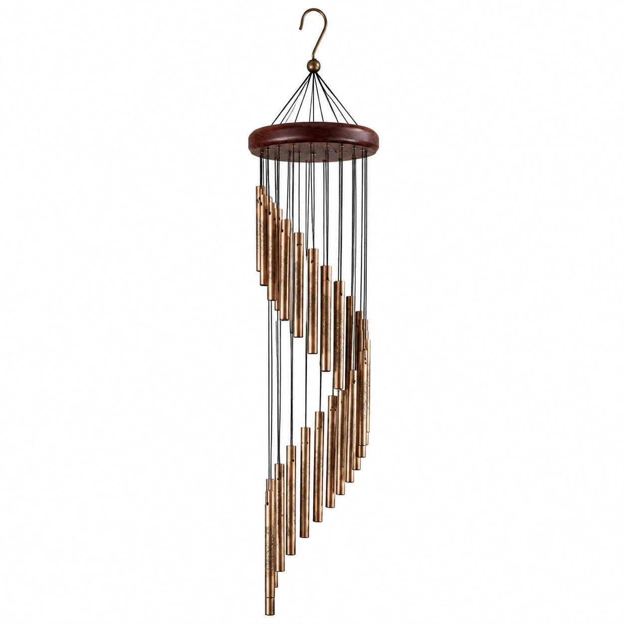 Carillon éolien 90 cm en métal et bois brun style suspendu décoratif