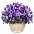 Plante fleurie artificielle en pot 42cm violet en tissu avec pot en céramique décoratif
