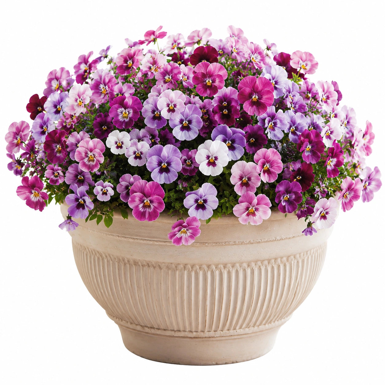 Plante artificielle en pot 40 cm pensées polyester rose violet décorative