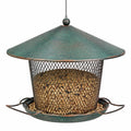 Mangeoire à oiseaux suspendue Ø 30 cm en métal vert style rustique