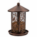 Mangeoire à oiseaux suspendue en métal brun cuivre diamètre 20 cm avec plateau collecteur
