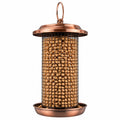 Mangeoire à oiseaux 18 x 30 cm en métal cuivre suspendue - grille cylindrique