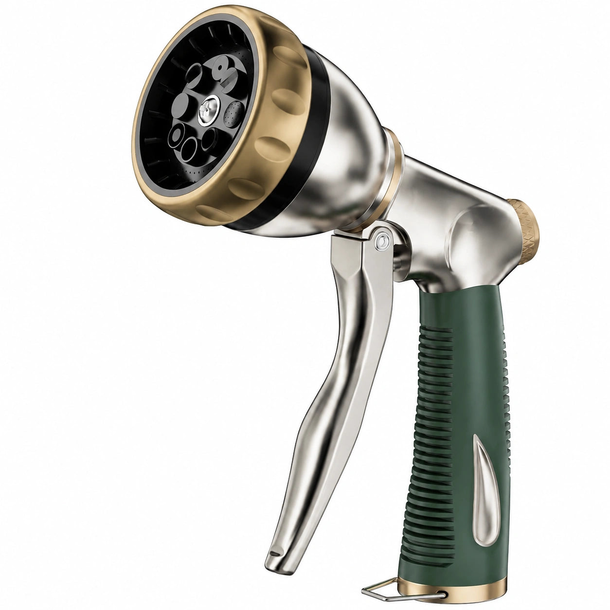 Pistolet d'arrosage 20 x 15 cm en métal et plastique vert à jets réglables
