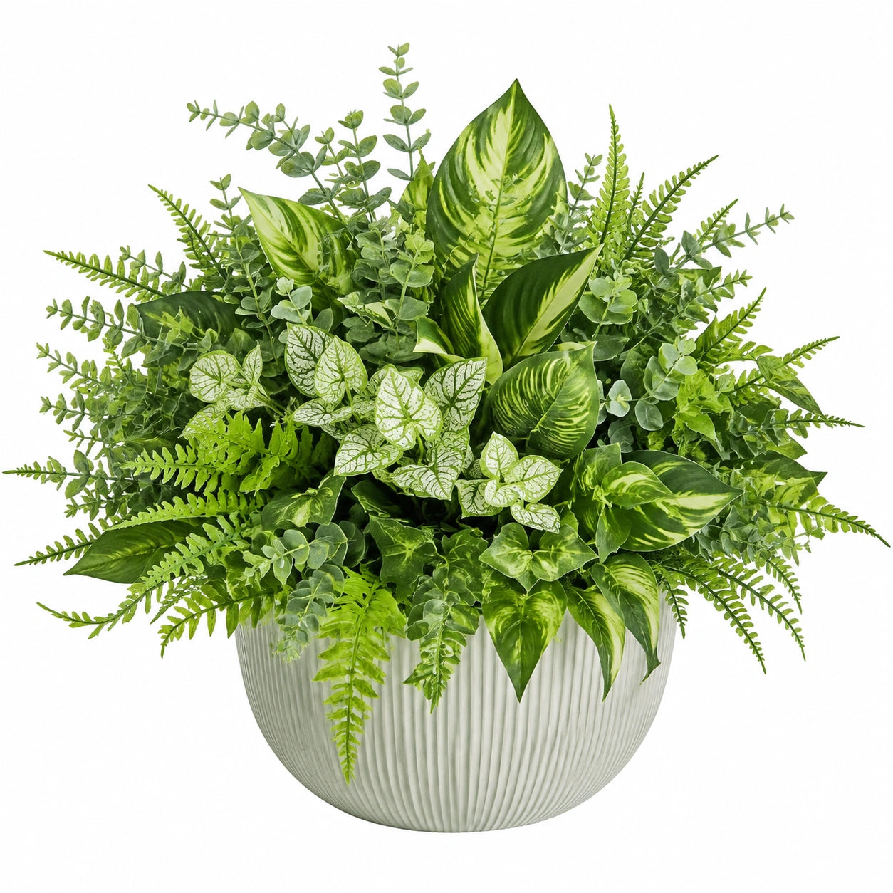 Plante artificielle 65 cm en plastique vert avec pot en céramique pour décoration intérieure