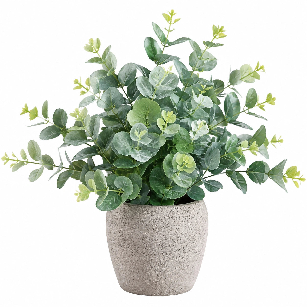 Plante verte artificielle 70 cm en plastique vert avec pot en ciment décoratif